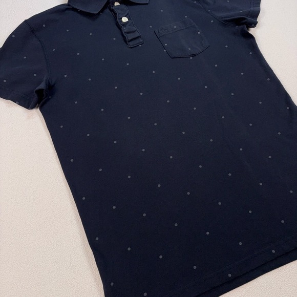 Abercrombie & Fitch Muscle Polo Shirt Men's M Dark Navy Polka Dot Pocket Stretch - Picture 6 of 14